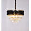 Lustre 8 lumières doré et noir avec cristaux transparents