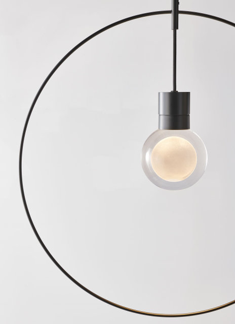 Mina LED Pendant, 1, 152" H x 7.6" W x 5" D, Black