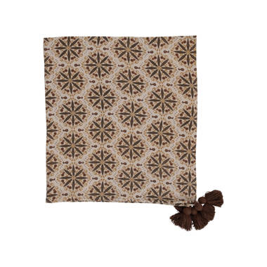 Natural Handwoven Moroccan Cotton Throw Blanket with Chocolate