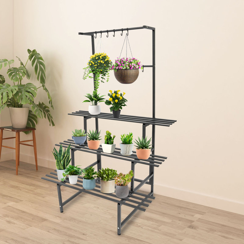 Support pour plante à 3 niveaux avec tiges suspendues