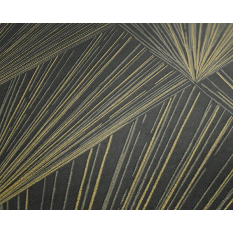 Papier peint texturé Concord, Beige / noir / métallique