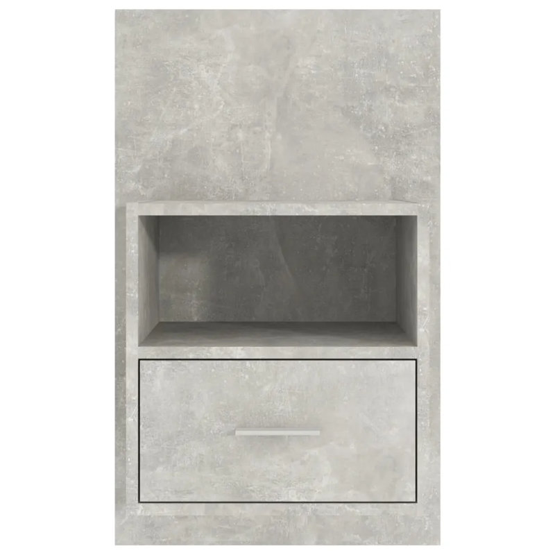 Jaicee Wall-mounted Bedside Cabinet, Concrete Grey, Set of 2