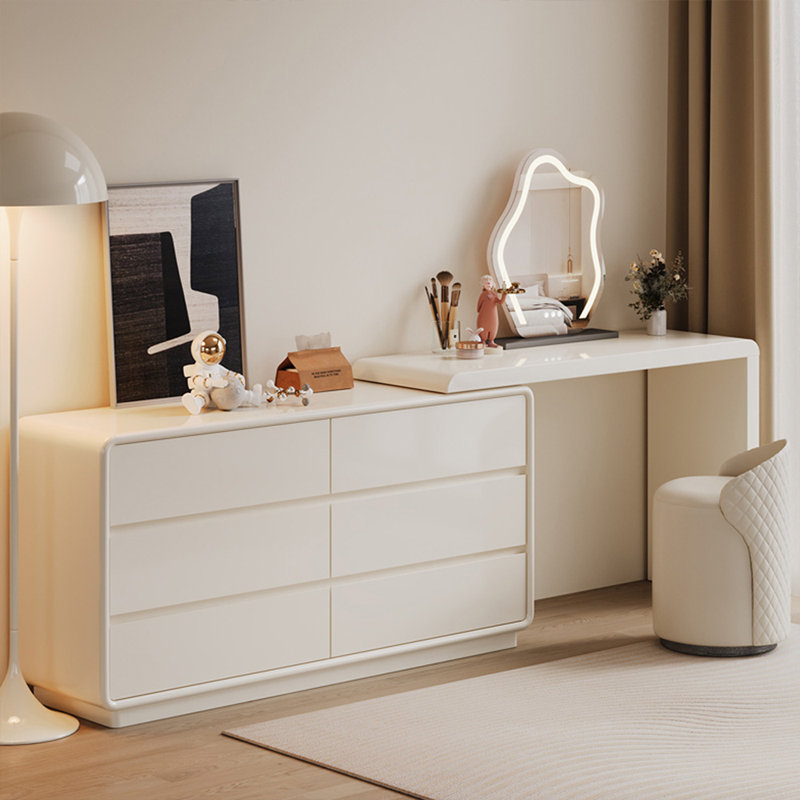 Coiffeuse avec miroir lumineux, 6 tiroirs, 1 chaise