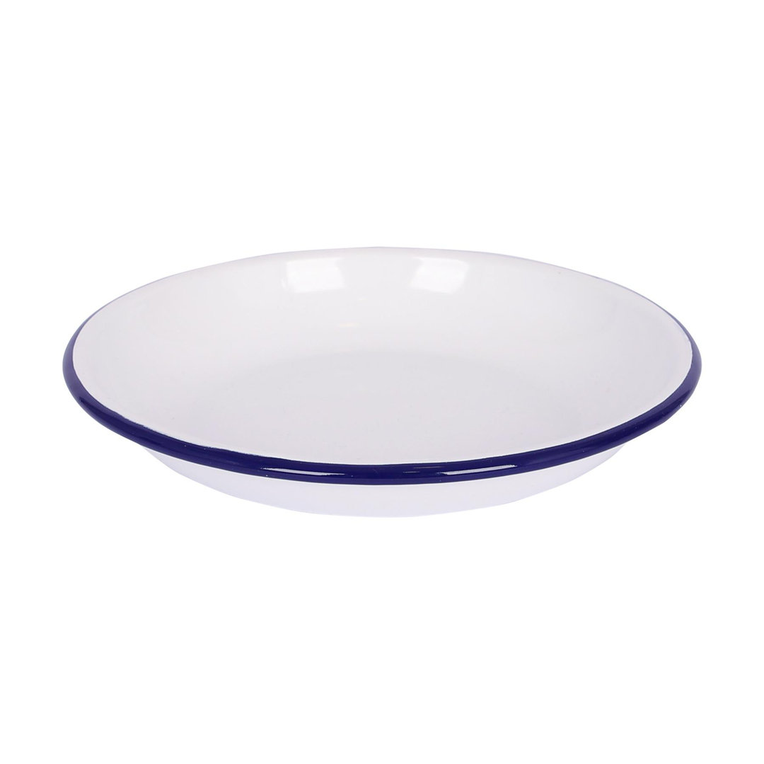 Argon Tableware White Enamel Pasta Bowl - 20cm - Blue