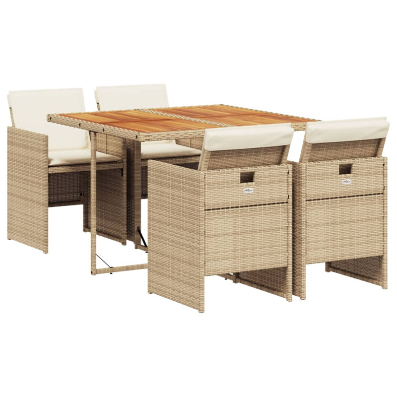 Ensemble de salle à manger avec coussins en rotin Latitude Run® Latitude Run®, Beige, Beige, 4