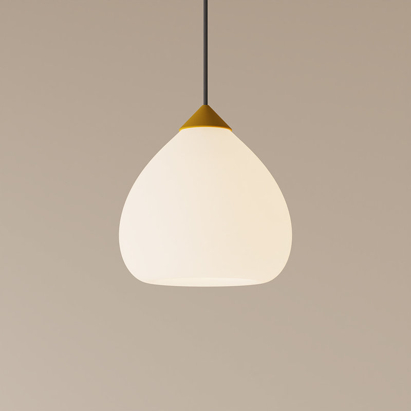 Gulp Pendant Light, Mustard, Black, 14.6" H x 9.45" W x 9.84" D