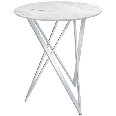 Table de bar ronde blanche et en faux marbre, pouvant accueillir deux personnes dans la salle à manger, table haute de 42,5 pouces avec surface, pour une utilisation dans la pièce