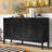 Cortisha Large Storage Cabinet Sideboard with 4 Metal Handles 4 Adjustable Shelves and 4 Doors High Quality Wood Grain Design Easy to Assemble Perfect for Home Organization and Maximizing Storage Space-1228501918