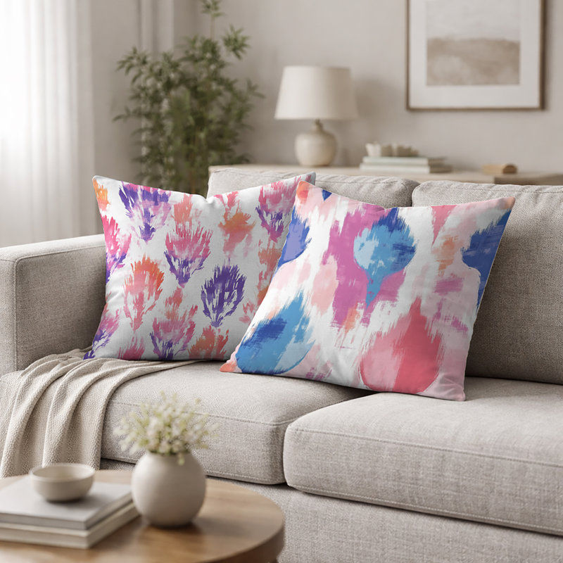Coussin Ikat, H 18 po x l 18 po