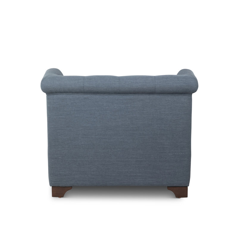 Scroll Arm Occasional Chair, Mocha, Heathered Navy