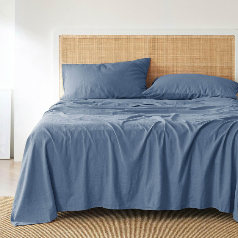Bedsure Bed Sheets, Cotton Linen Sheet Set, Breathable & Durably, Anti - Pilling & Soft, Deep Pocket Fitted Bed sheet set Up to 16 Inches