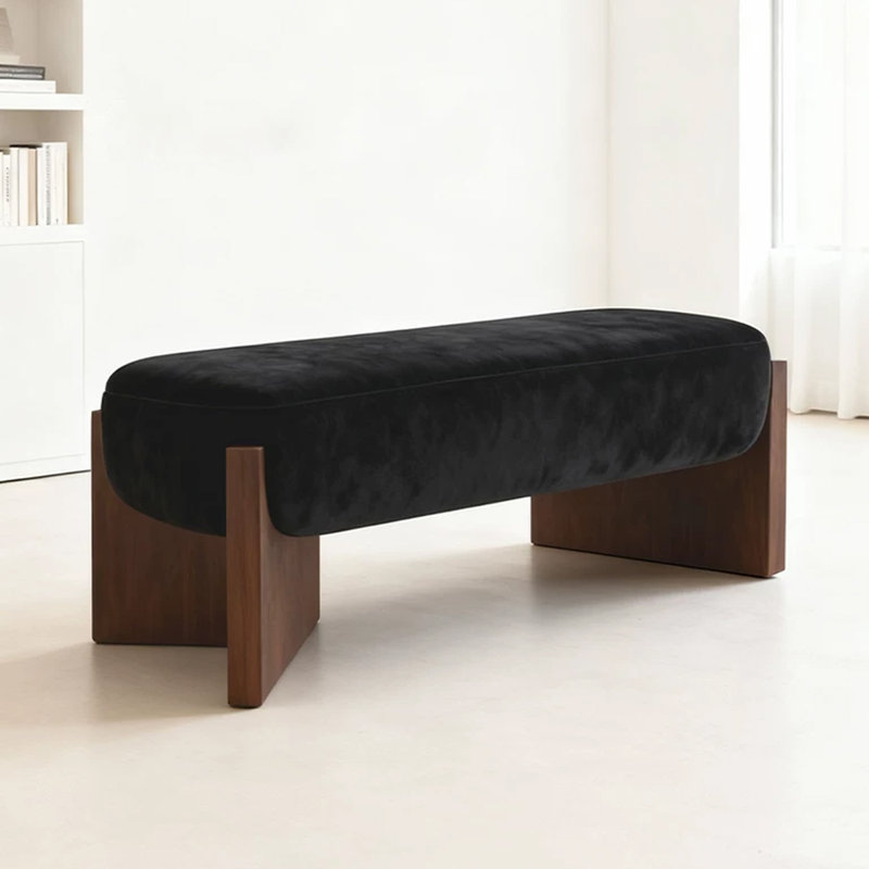 Banc rembourré noir, Noir
