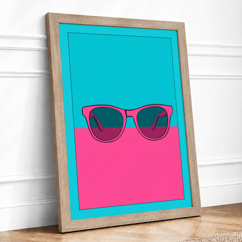 Neon Shades Modern - Framed Print, Oak, A3 - 42.0 x 29.7 cm