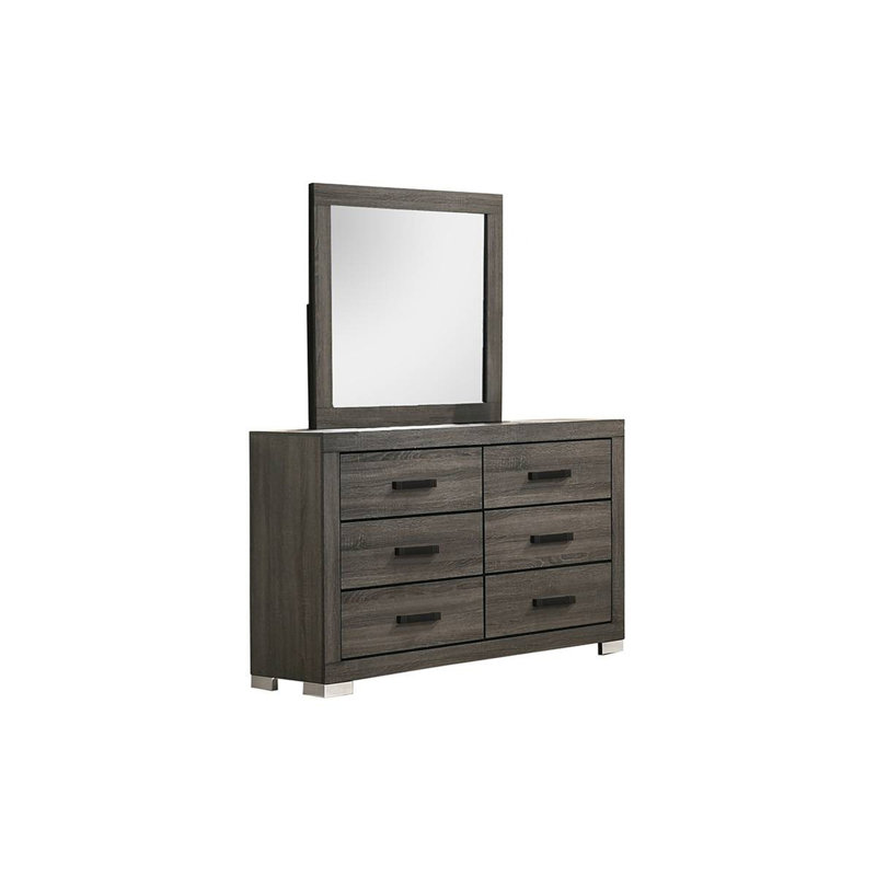 Mobilier de chambre à coucher de style moderne et transitionnel avec poignées de bar en bois et poignée grise