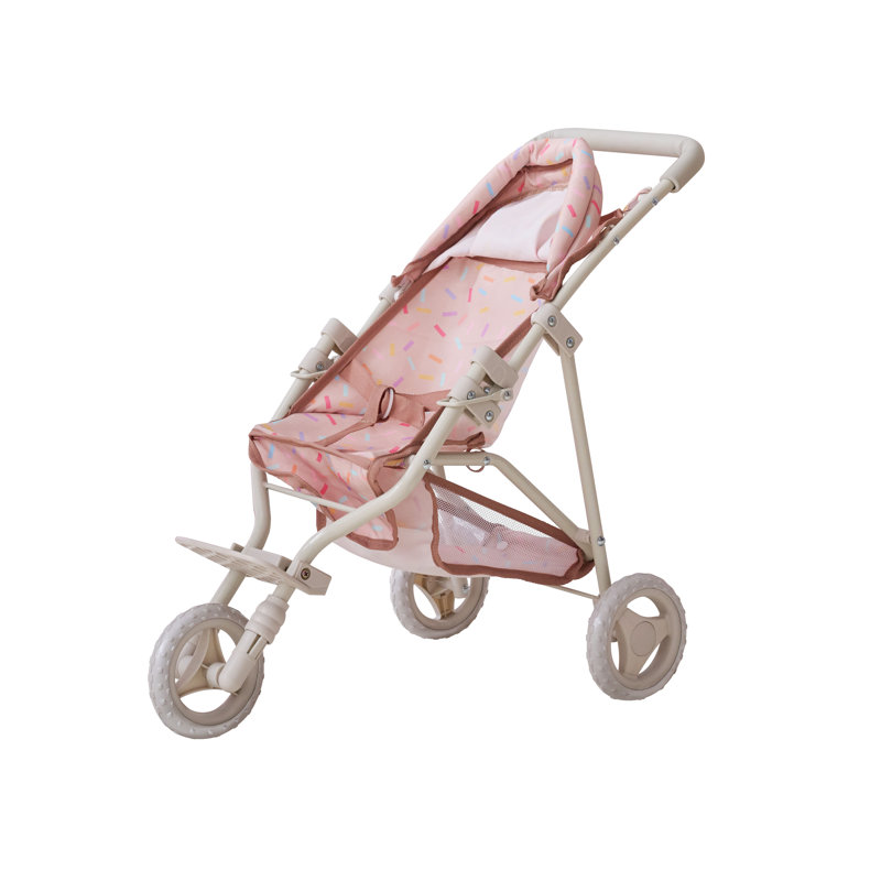 Poussette de jogging Team Up avec attache rétractable Teamson Kids, Confetti rose