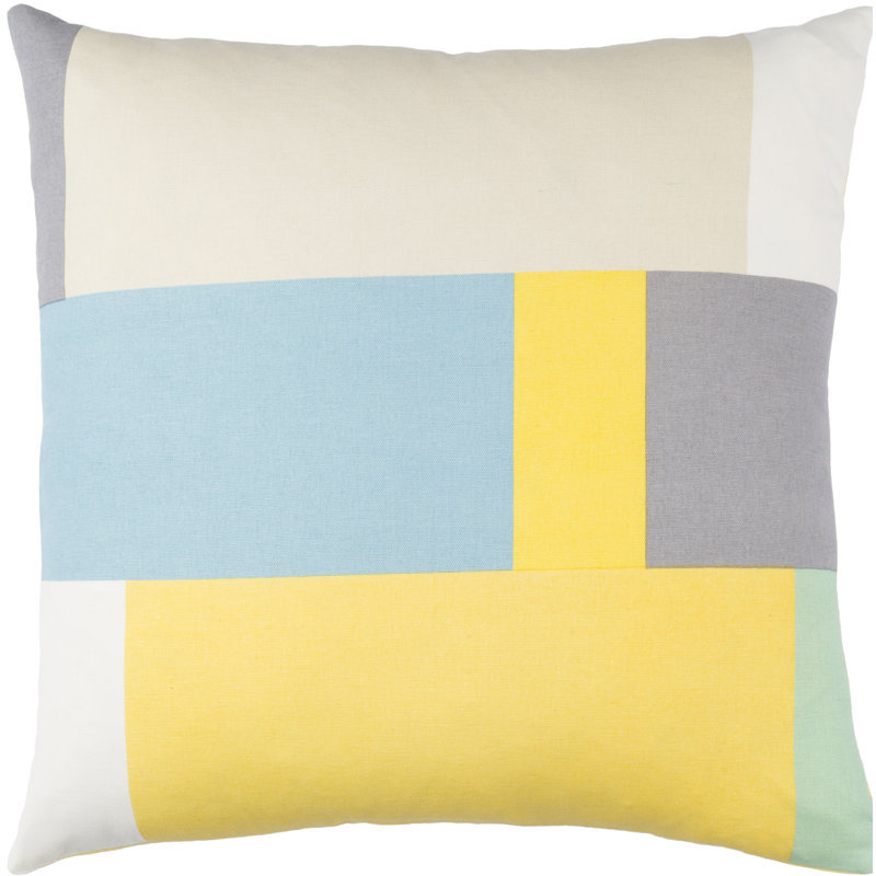 Housse de coussin en coton Cawthon, Jaune / beige, H 20" x l 20" x P 1"