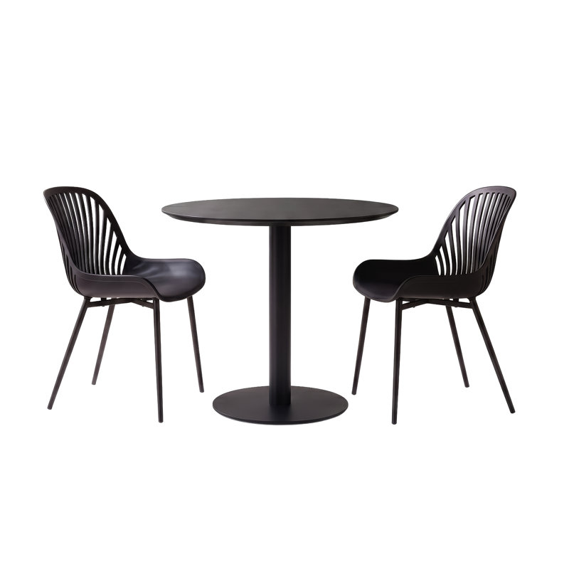Table bistro Abode en noir et 2 chaises d'appoint Adairsville, Black