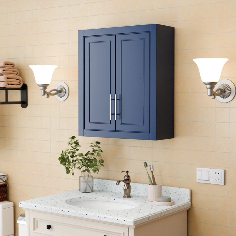Armoire de salle de bain murale 26 "avec tablettes réglables, 22" W x 26" H, Marine