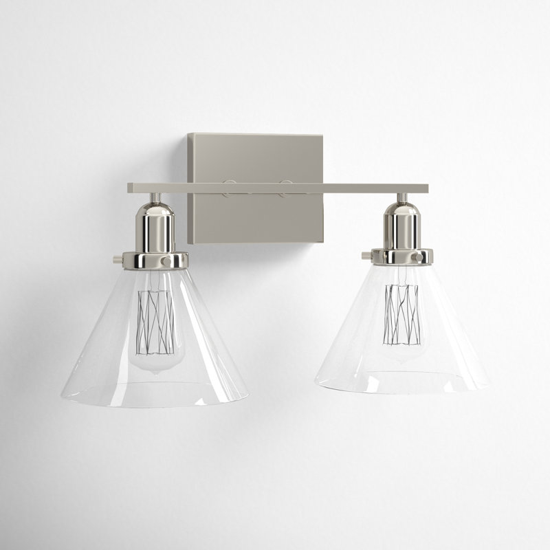 Catalina 2 Light Transparent Dimmable Vanity Light, Polished Nickel