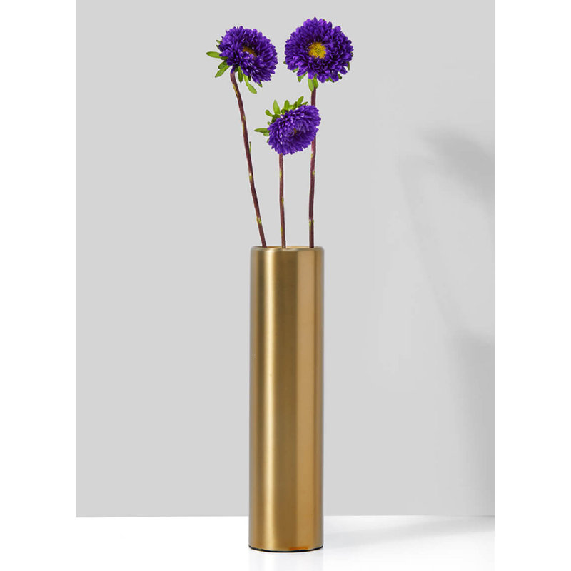 Metal Table Vase, 8" H x 2" W x 2" D
