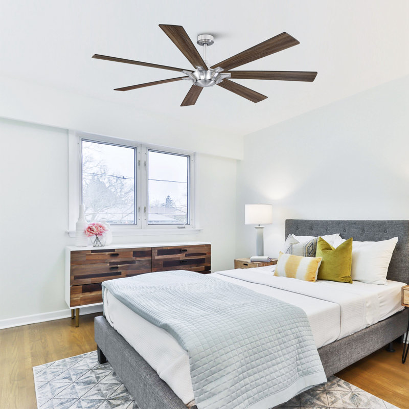 72" 7 - Blade Windmill Large Ceiling Fan without Lights with Remote Control, Brown