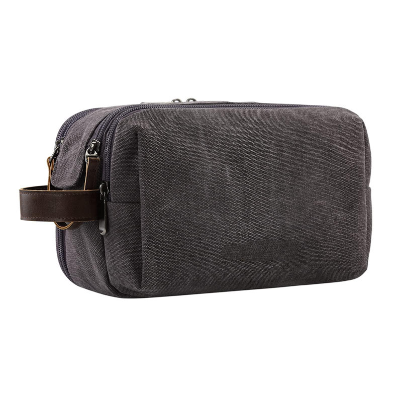 Trousse de toilette, trousse de toilette en toile, trousse de rasage résistante à l'eau pour accessoires de toilette, gris moyen