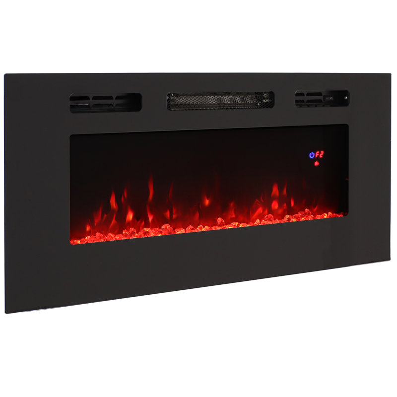 Kauffman Wall-Mounted Recessed Electric Indoor Fireplace - 40" - Black, Black, 18.25" H x 40" W x 5" D