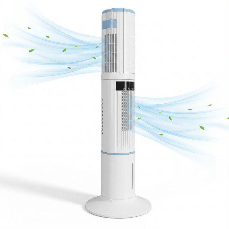 Evaporative Air Cooler, Dual-zone Oscillating Tower Fan With 360° Upper & 60° Lower Oscillation