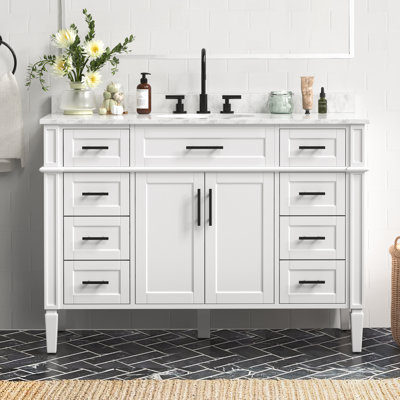 Meuble-lavabo simple 48 po avec plateau en marbre Dayan