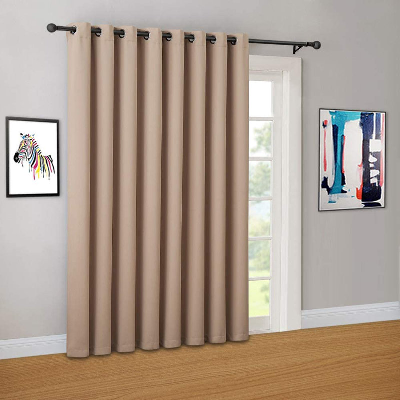 NICOLE PATIOS Extra Wide Solid Room Darkening Curtain Panel, 102" W x 84" L, Brown Taupe