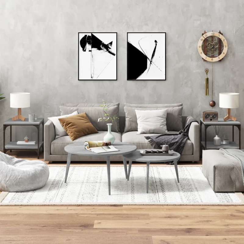 Gerlad Frame Side Table Set, Grey Sonoma