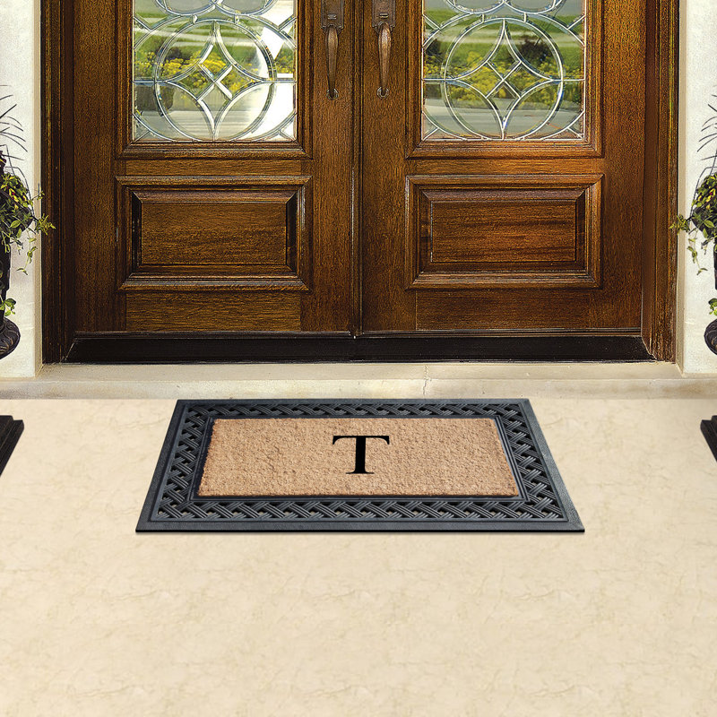 Grand tapis d'extérieur antidérapant en caoutchouc et fibre de coco 38 po x 23 po Azer, T