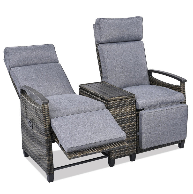 Causeuse inclinable en osier pour patio