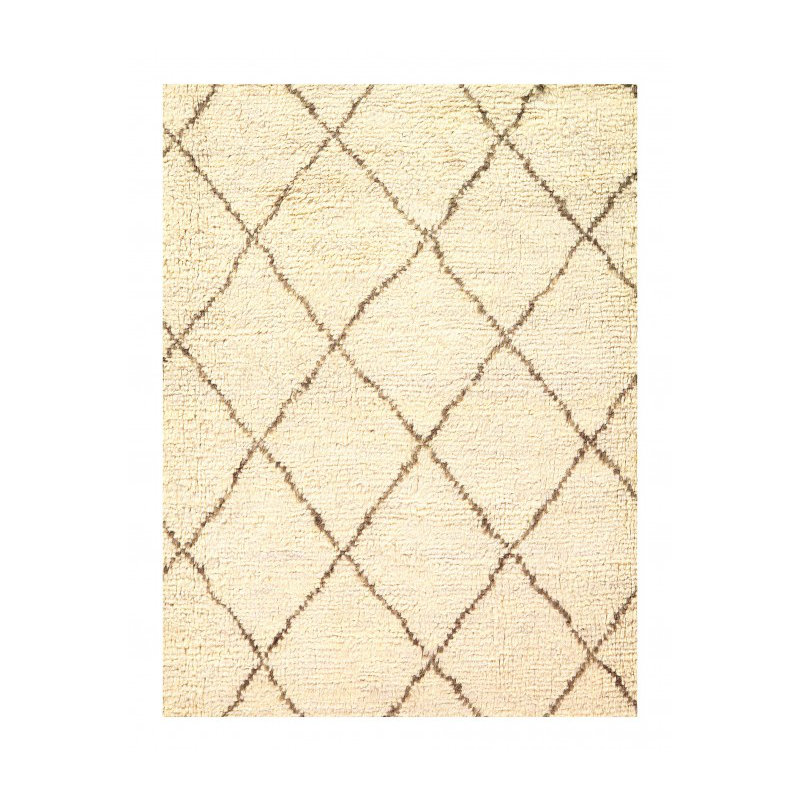 Moroccan Wool Geometric Area Rug in Ivory, Rectangle 8'9" x 6'