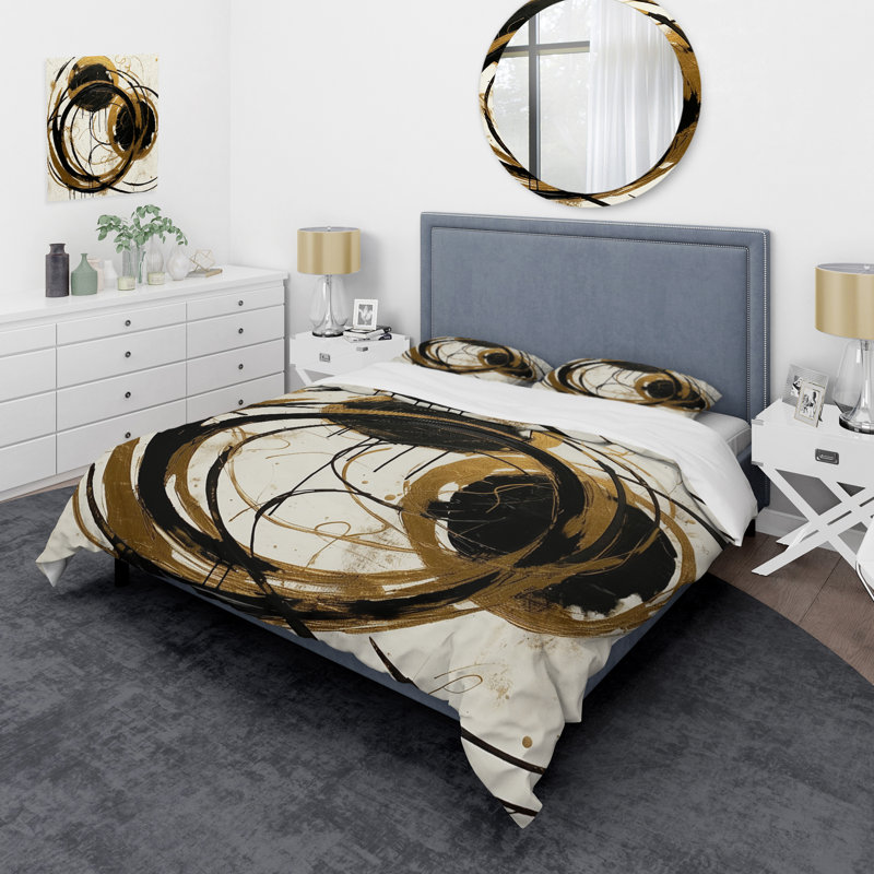 Ensemble de housse de couette en microfibre / polyester noir et doré The Art Of Chaos II Bedding