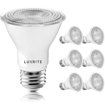 7 Watt (50 Watt Equivalent), PAR20 LED, Dimmable Light Bulb, E26/Medium (Standard) Base -  Luxrite, LR31600-6PC