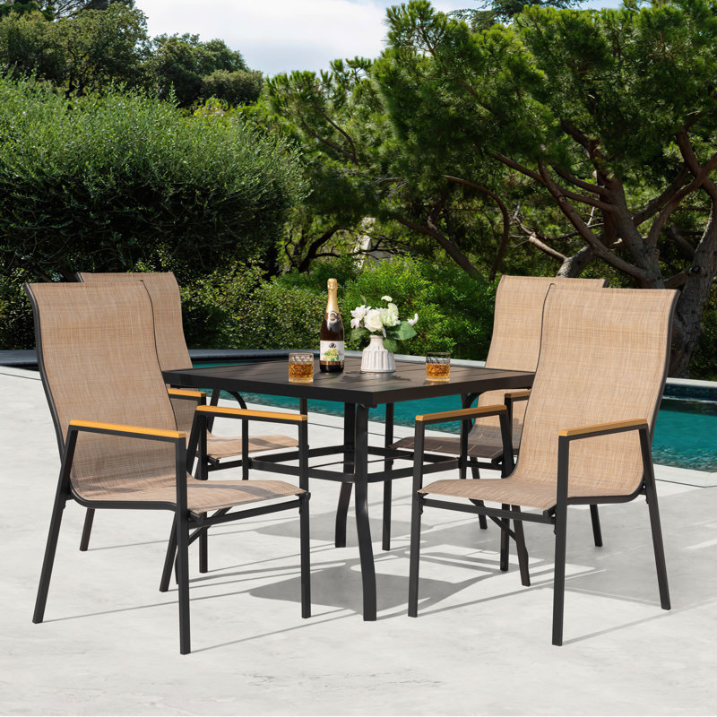 Ensemble de salle à manger 5 pièces pour terrasse avec trou de parasol