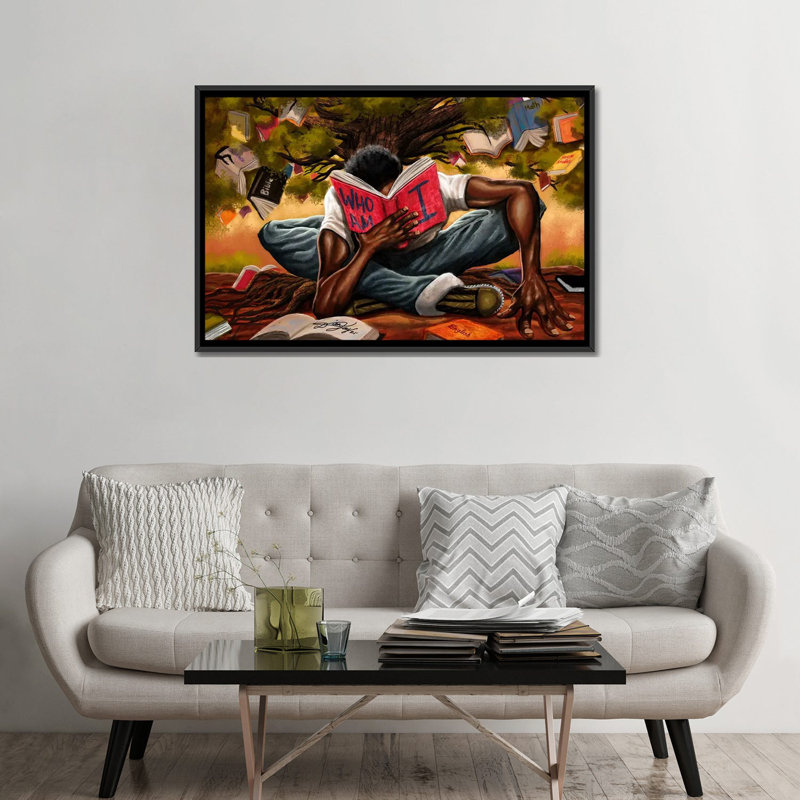 Arbre de la connaissance sur toile par DionJa'y, Impression encadrée, H 18 po x l 26 po, Noir