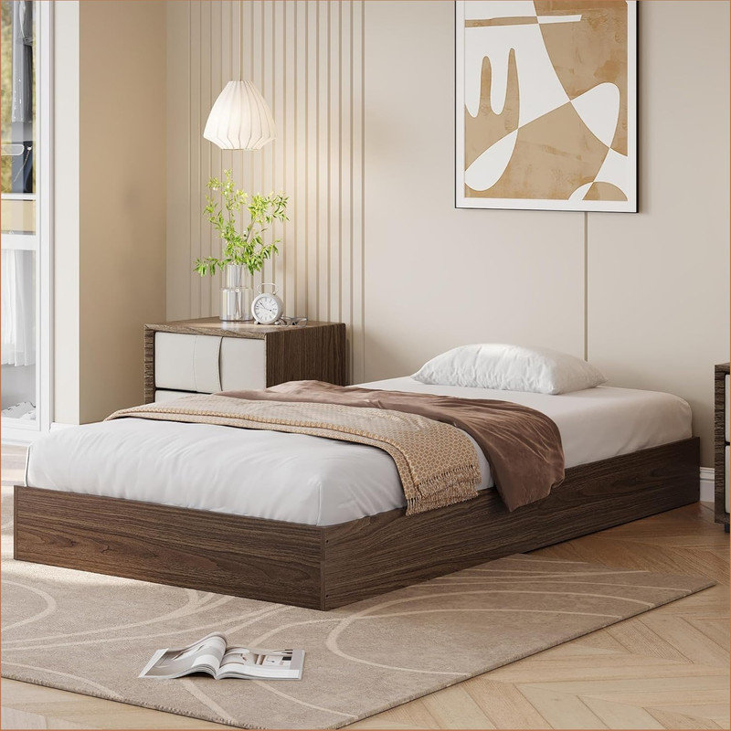 Wood Platform Bed Frame, Wooden Bed with Wood Slat Support & No Box Spring Needed, Easy Assembly Minimalist Bed Frame Without Headboard