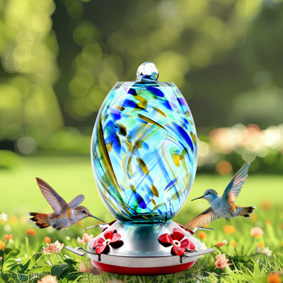 Cademon Glass Freestanding Hummingbird Feeder