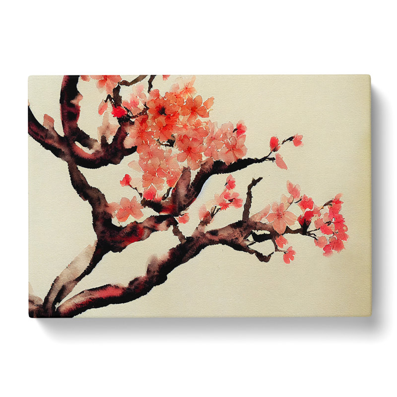 Cherry Blossom Flowers - Wrapped Canvas, 40cm H x 60cm W x 3cm D