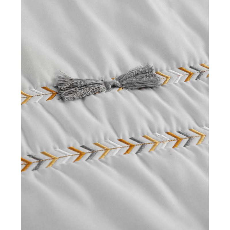 Ensemble de courtepointe moderne et contemporaine en microfibre grise 3 pièces 