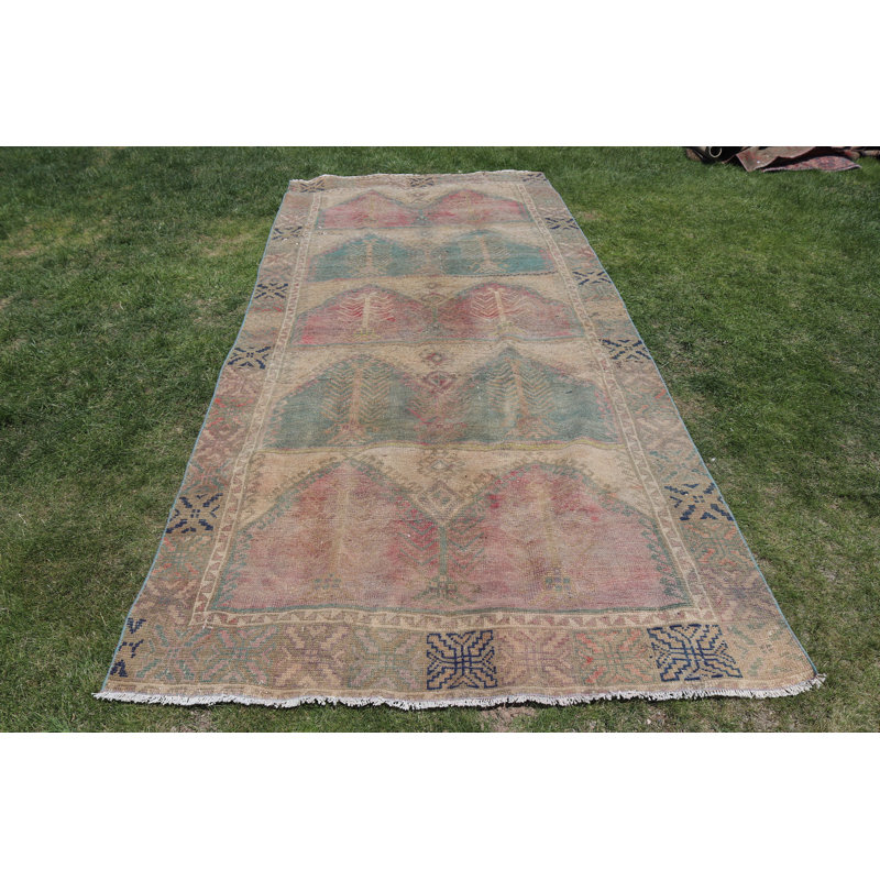 Tapis de couloir en laine Oushak fait à la main pour décoration de salon bohémien