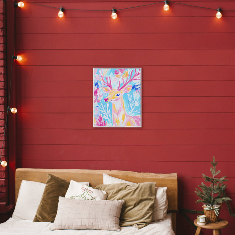 Giclée encadrée de cerfs vifs et pastel, design par Arlington Prints, H 20 po x l 16 po