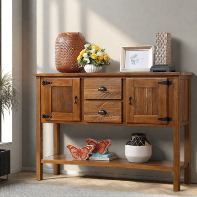 Storage Sideboards & Buffets, Pine Wood 46.5 Inch Rustic Kitchen Console