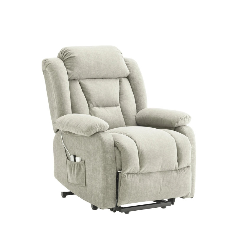 Power Lift Recliner with Heat and Massage, Infinite Position Adjustable, Side Pockets, Comfort Home Reclining Chair, Beige