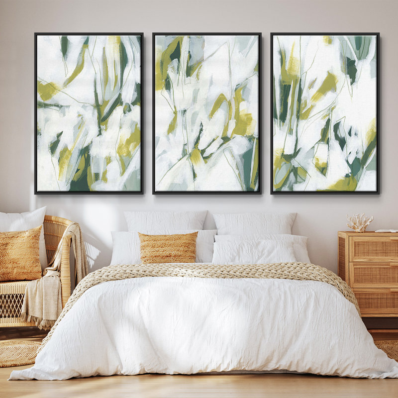 Emerald Ice I - ensemble de 3 reproductions sur toile, H 27 po x l 54 po, Noir
