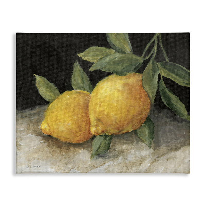 Paire de citrons, nature morte, art mural par Carol Robinson, H 30 po x l 40 po