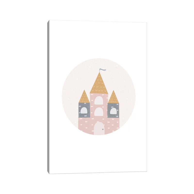 Décoration murale pour enfants, cercle, château, H 12 po x l 8 po x P 0,75 po, Toile tendue