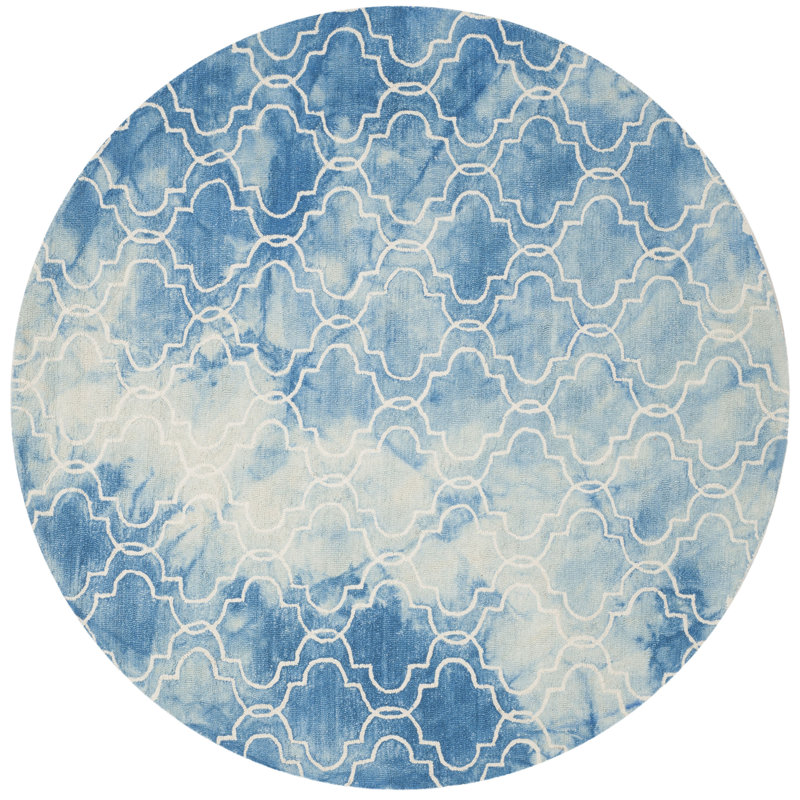 Tapis géométrique en laine / coton touffeté à la main Berman, Rond 7 pi
